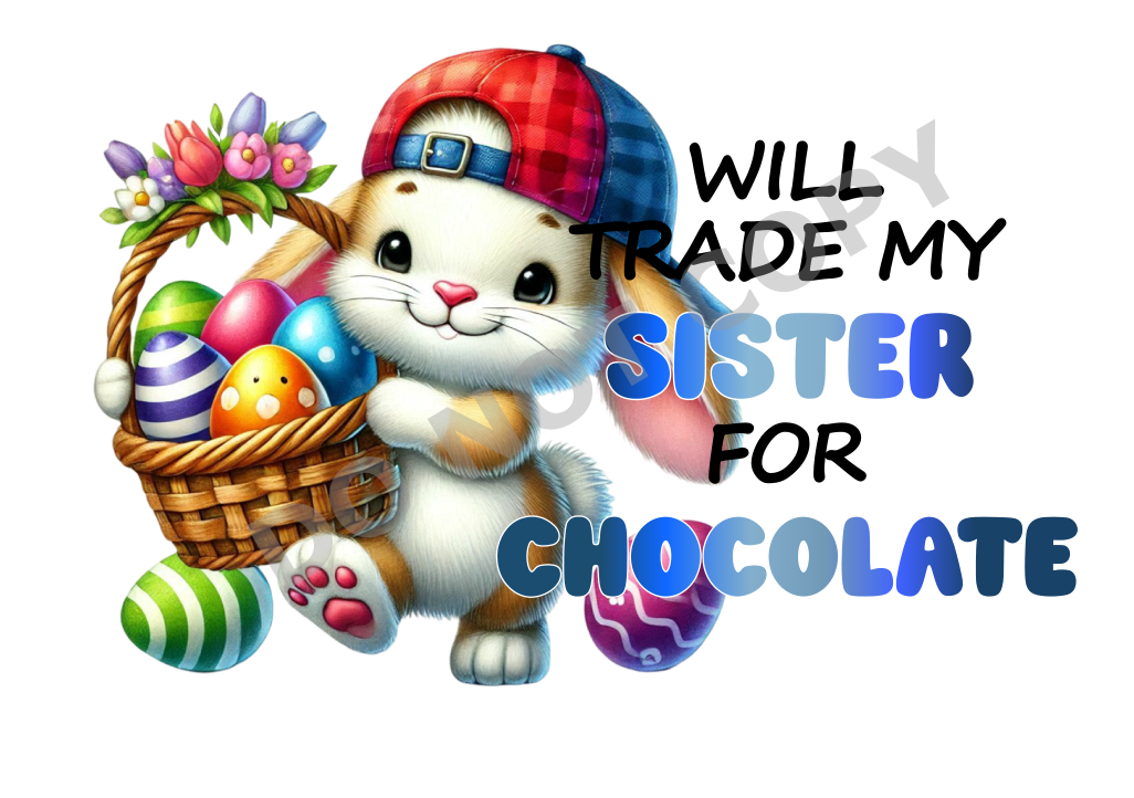 UVDTF Cute Bunny In Hat - I Will Trade My For Chocolate