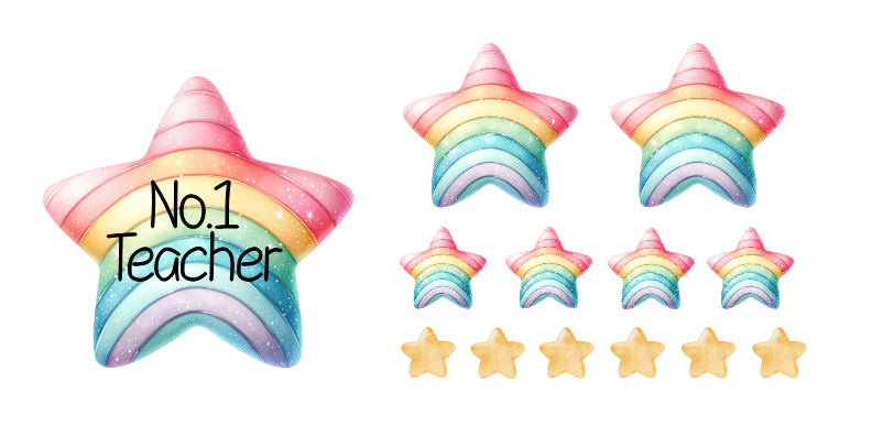 UVDTF Teacher Rainbow Stars Element Sheet