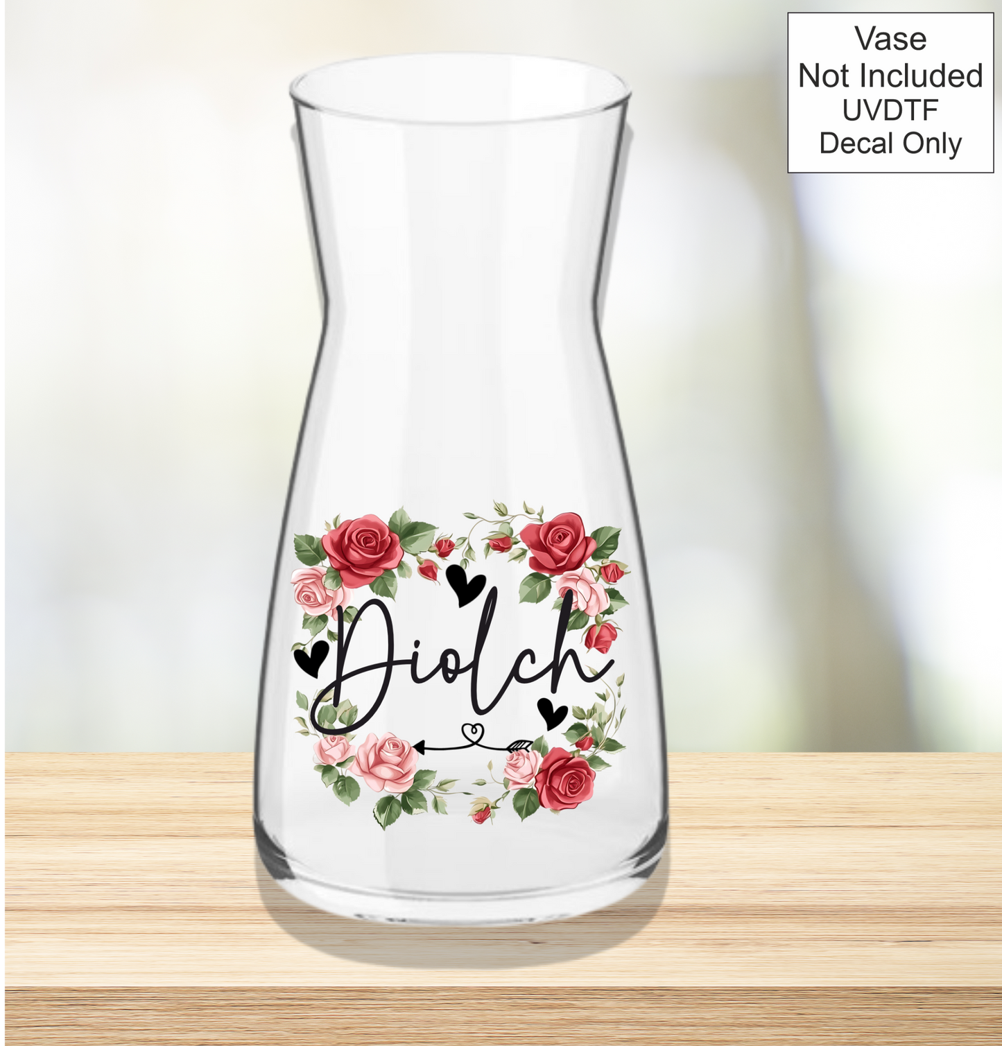 UVDTF Roses Family Name Vase - Welsh