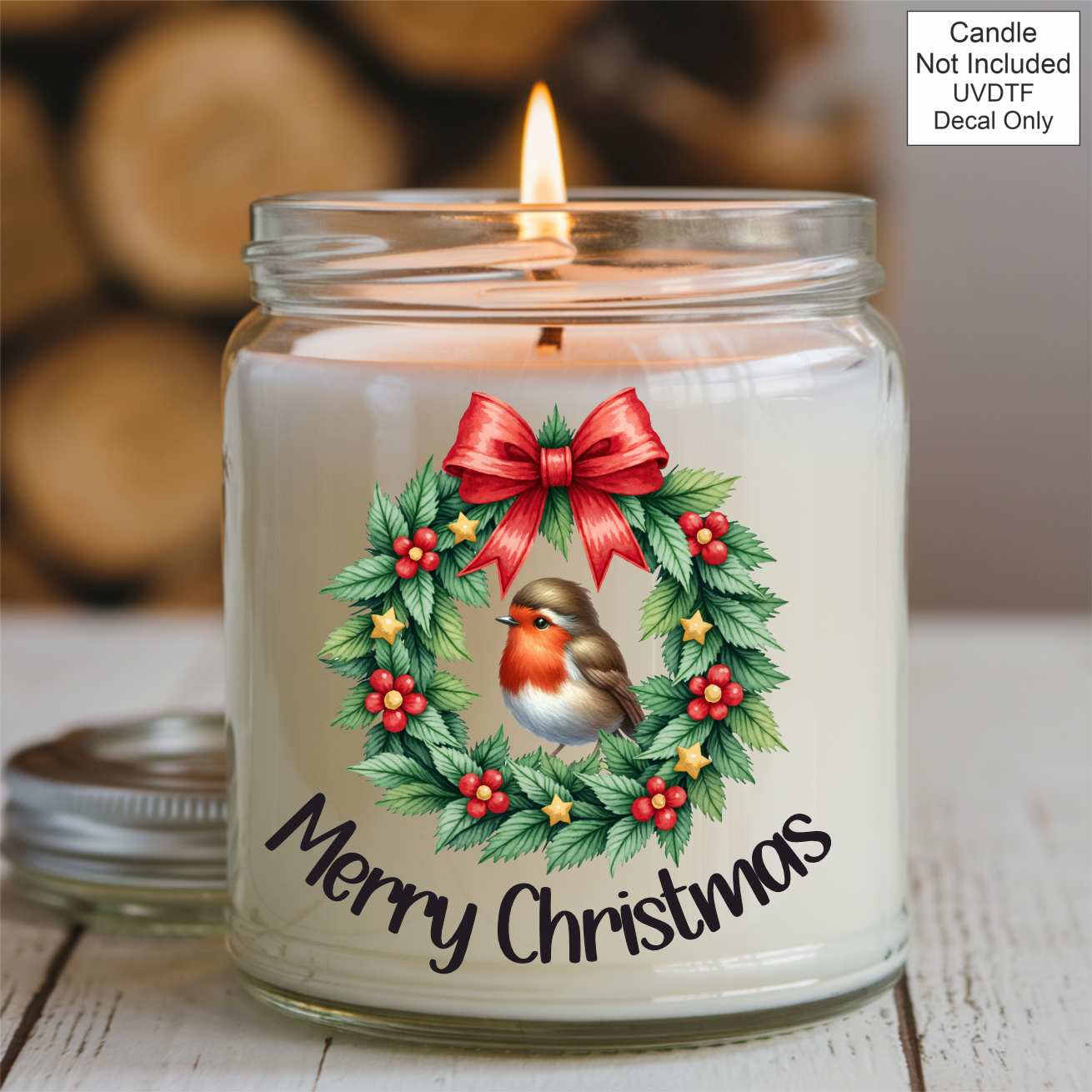 UVDTF Robin Wreath Merry Christmas