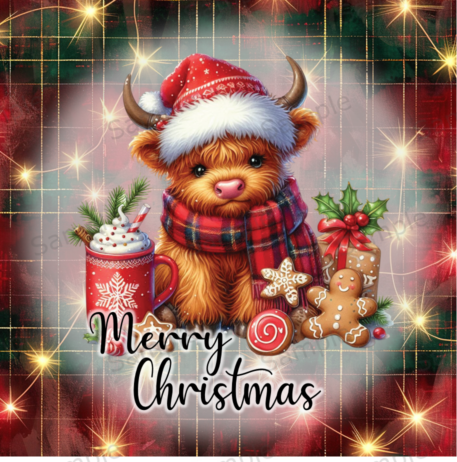 Highland Cow Christmas Coaster Sublimation Print - Mackie Direct