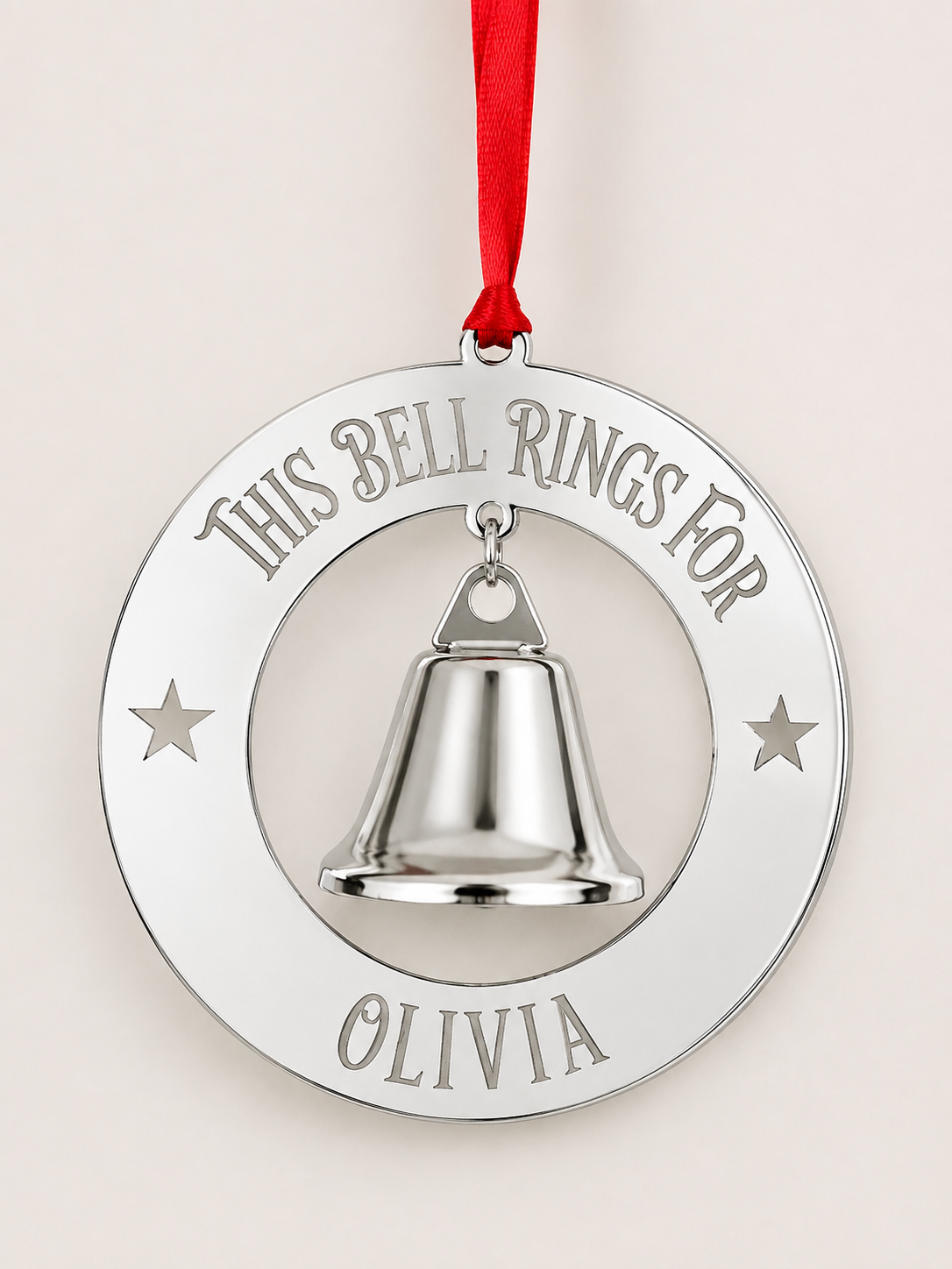 Personalised Engraved Christmas Believe Acrylic Bauble with Bell