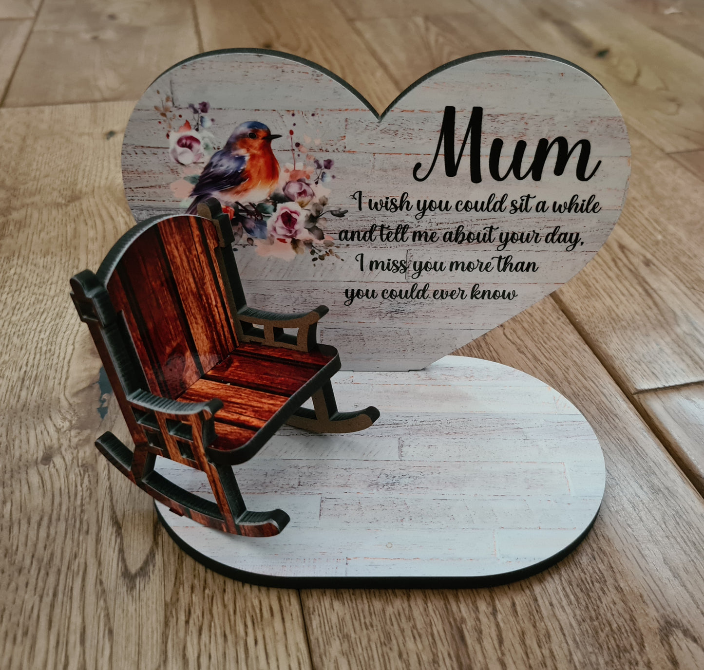 Heart & Single Chair Sublimation MDF Memorial Stand