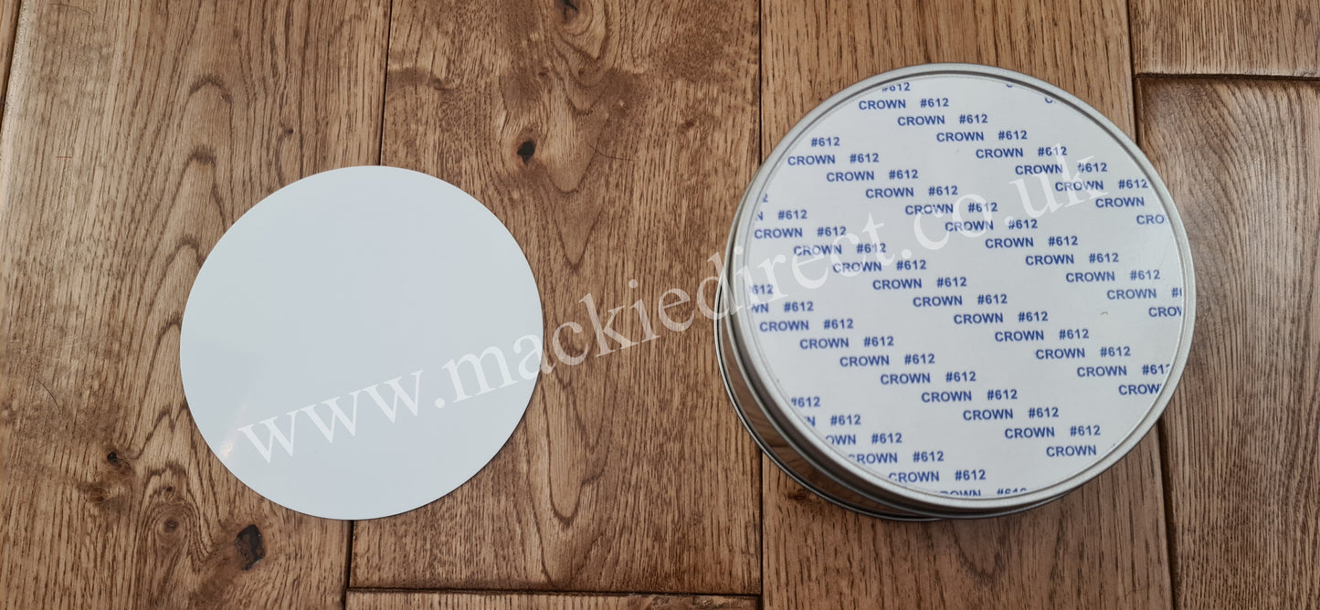 Round Tin with Sublimation Panel - Mackie Direct
