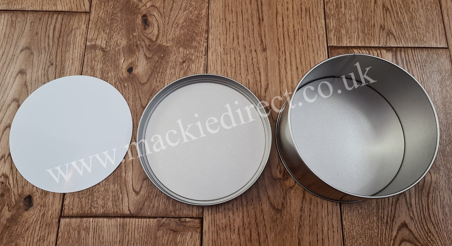 Round Tin with Sublimation Panel - Mackie Direct