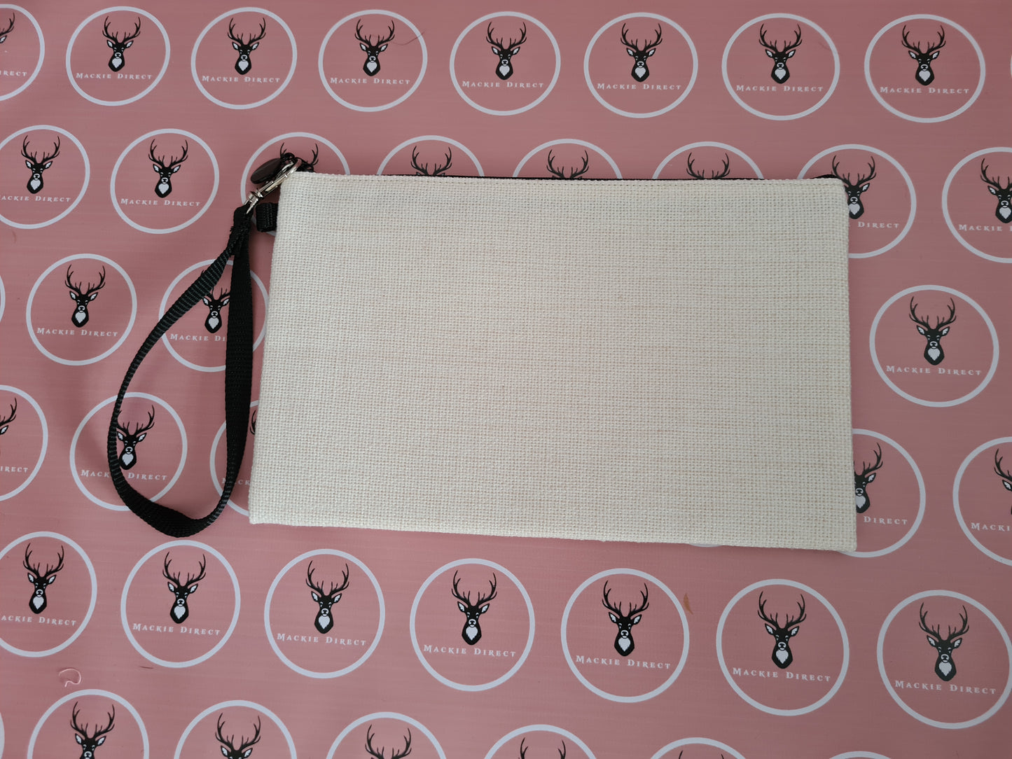 Linen Zip Pouch with Wristlet - 24 x 15cm
