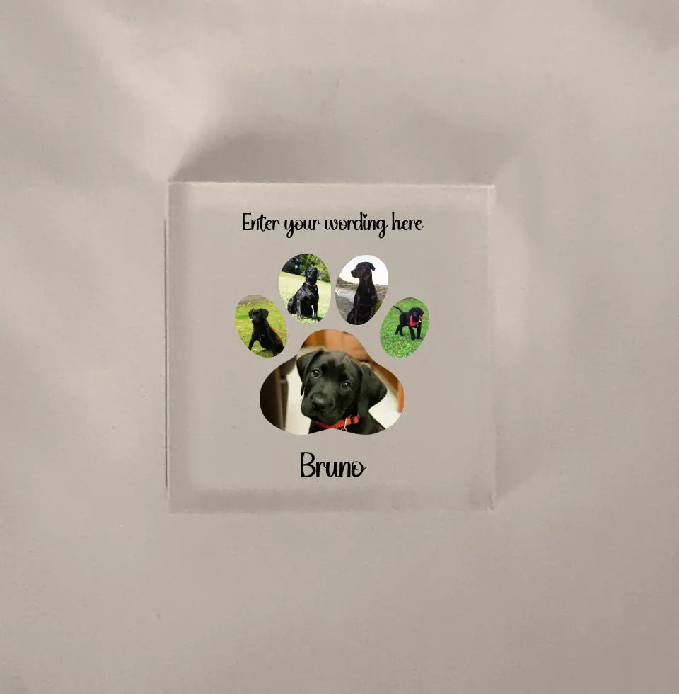 UV Printed Square Acrylic Pawprint Photo Block