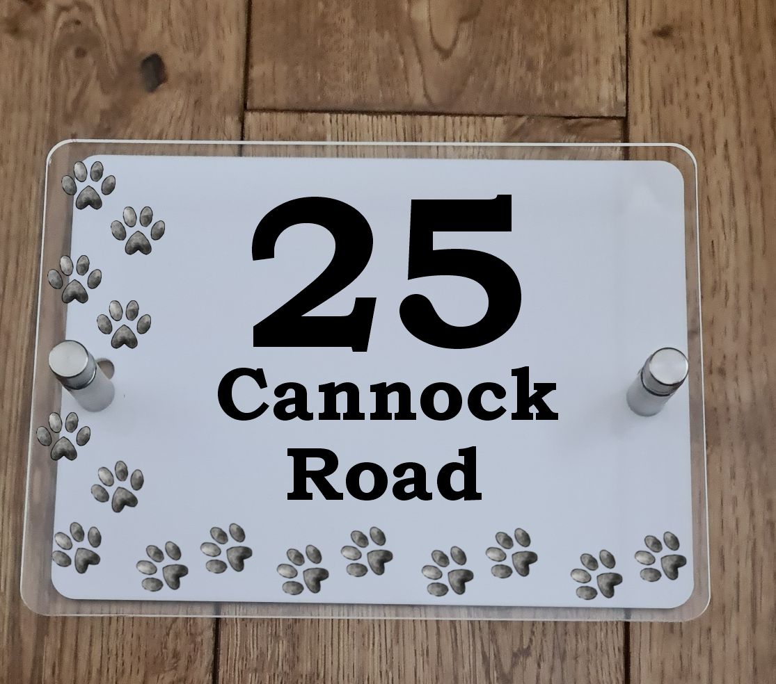 UV Printed House Wall Sign - Pawprints - Fully Personalised - Mackie Direct