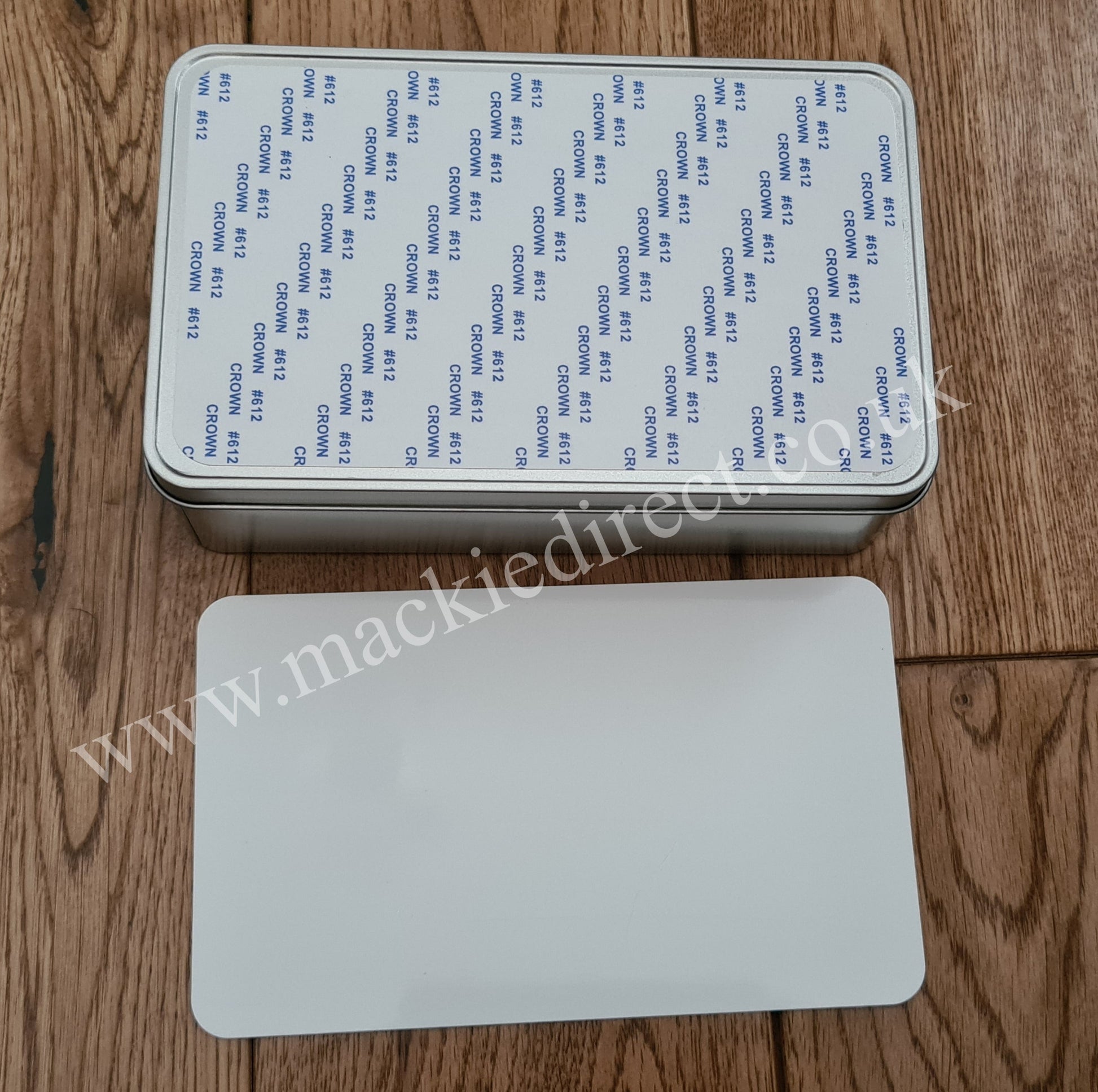 Seconds/Practice Silver Rectangle Tin with Sublimation Panel - Mackie Direct