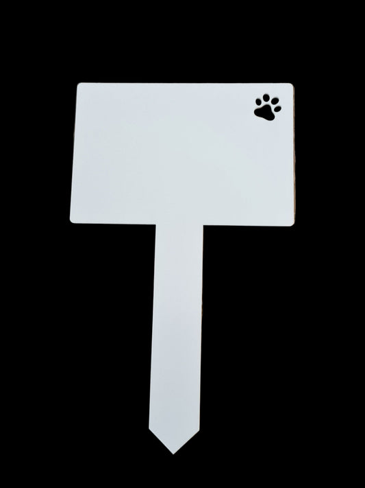 Rectangle Pawprint cut out Acrylic Grave Marker - Mackie Direct