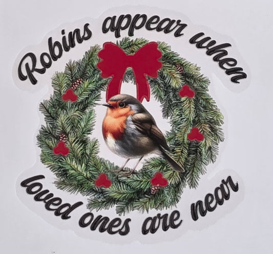 Foil UVDTF Red Robin Memorial Vase Decal