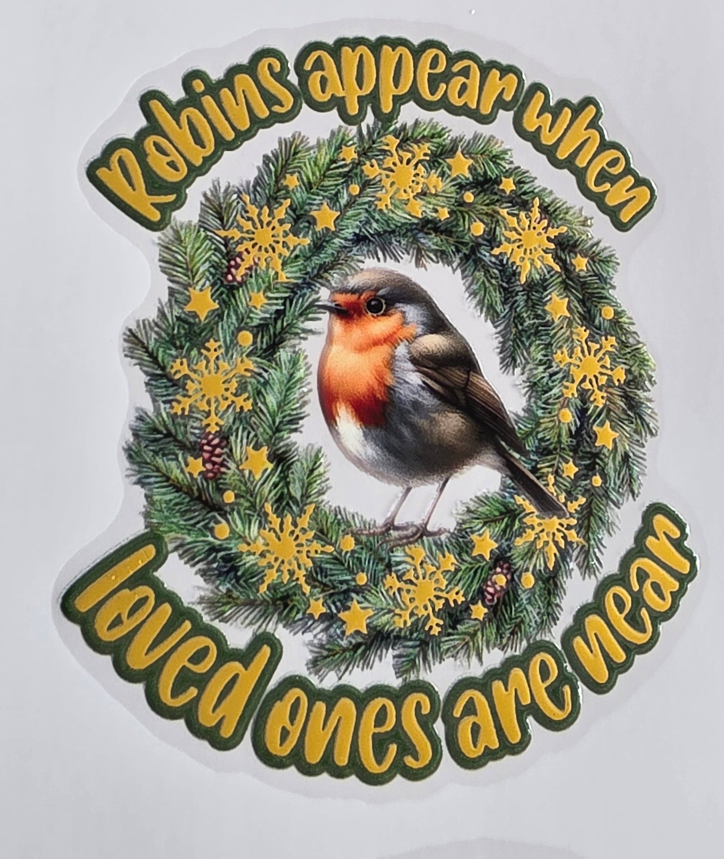 Gold Foil UVDTF Gold Robin Memorial Vase Decal