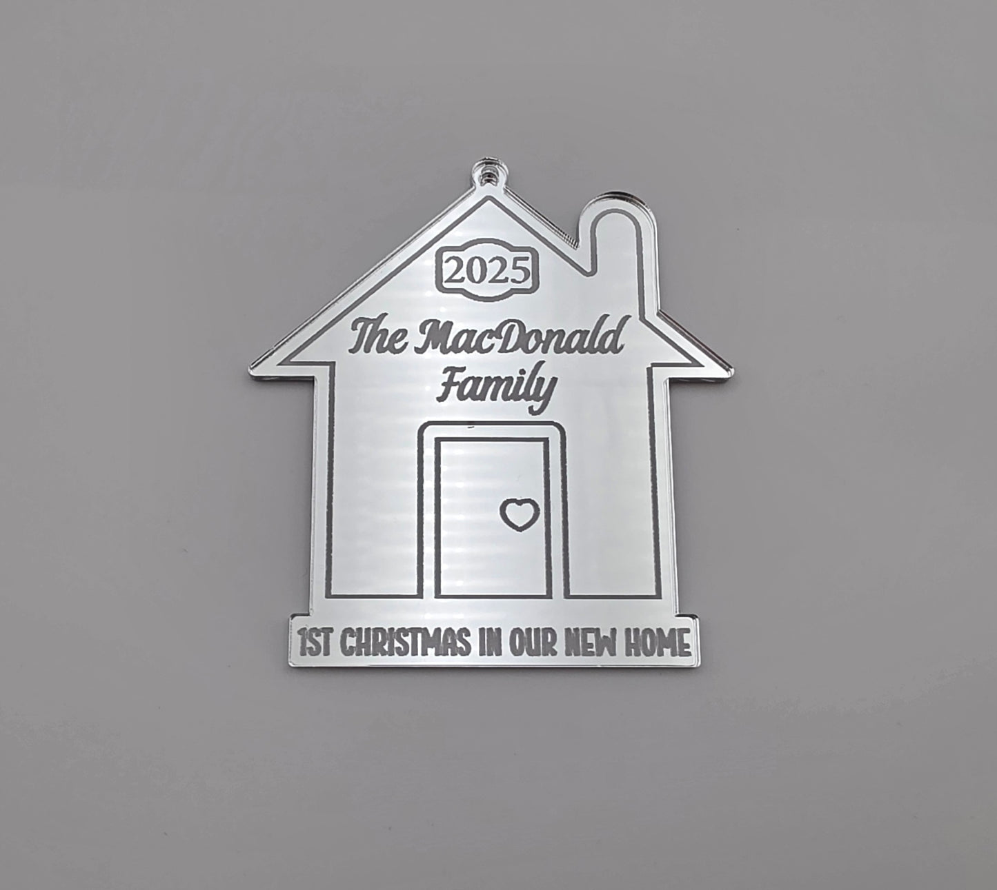 Personalised Acrylic Engraved 1st Christmas in Our New Home Bauble, Mirror Acrylic