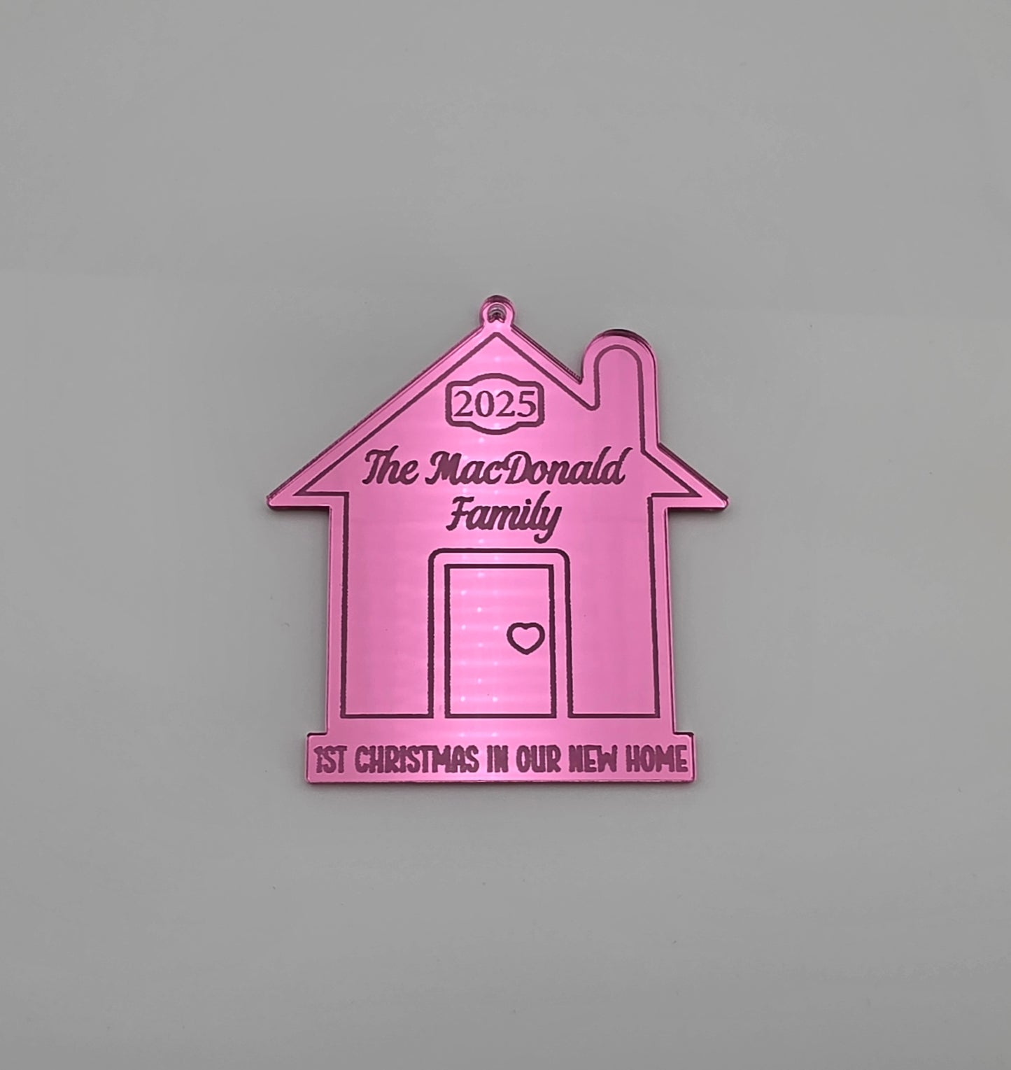 Personalised Acrylic Engraved 1st Christmas in Our New Home Bauble, Mirror Acrylic