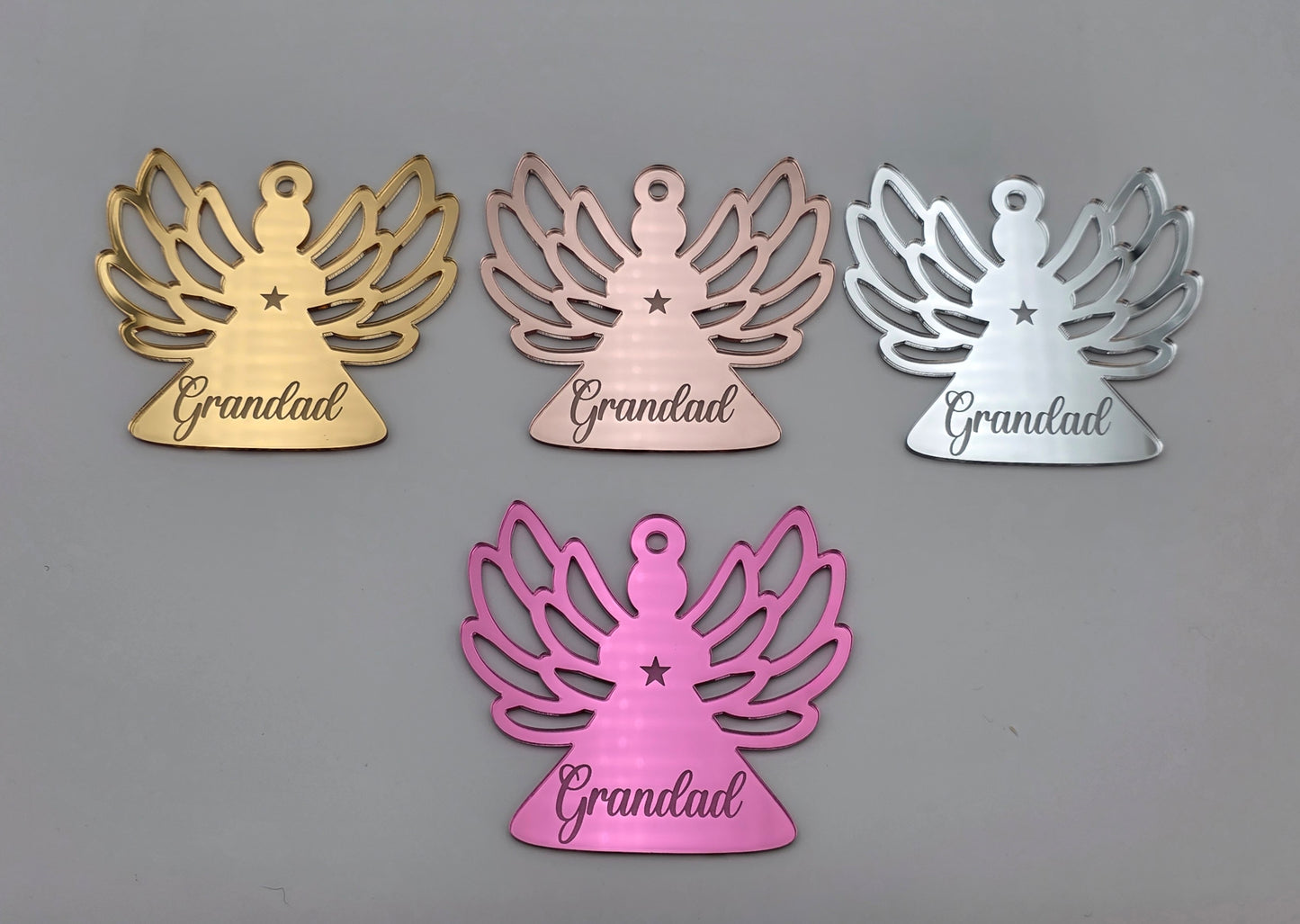Personalised Acrylic Engraved Angel Bauble, Mirror Acrylic