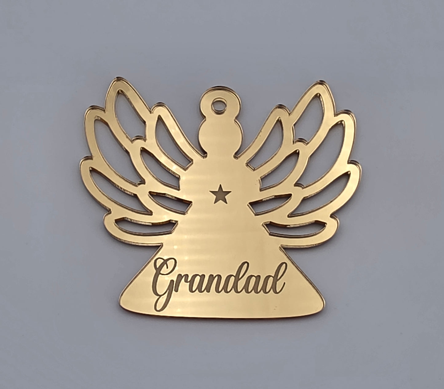 Personalised Acrylic Engraved Angel Bauble, Mirror Acrylic