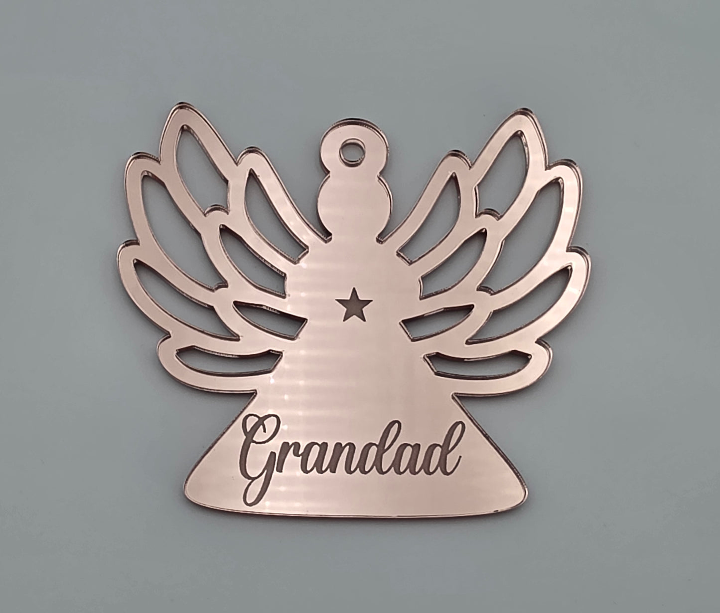 Personalised Acrylic Engraved Angel Bauble, Mirror Acrylic