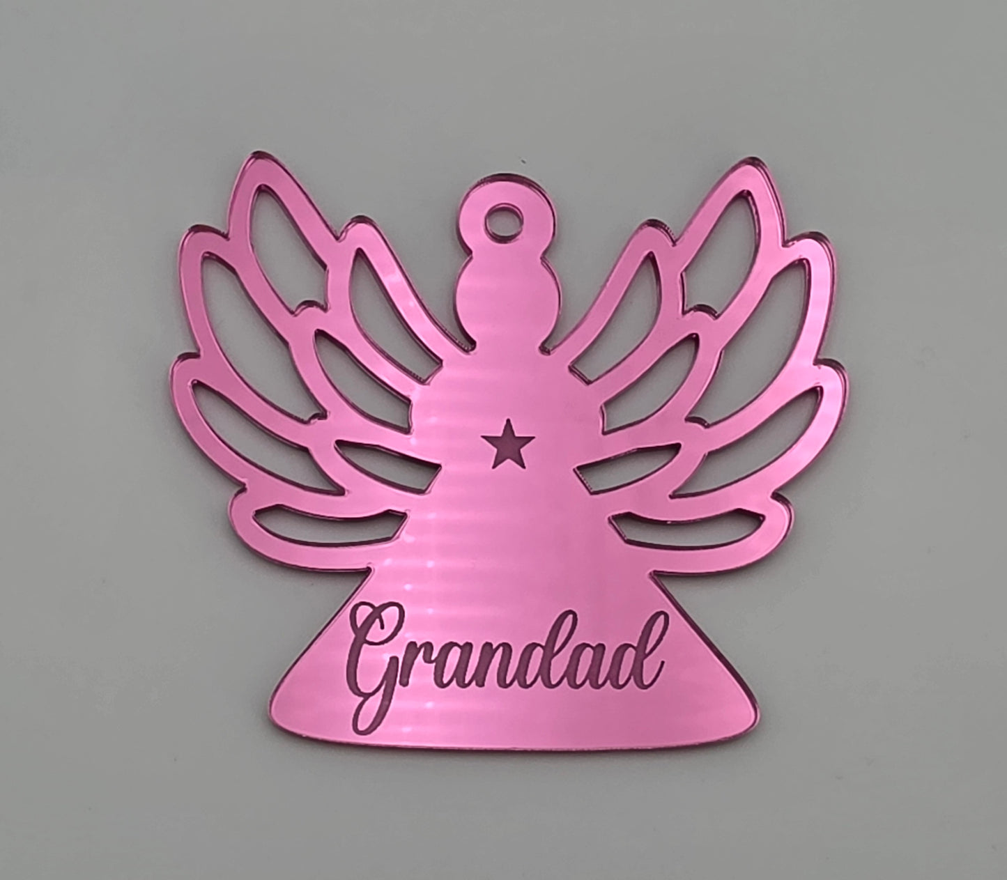Personalised Acrylic Engraved Angel Bauble, Mirror Acrylic