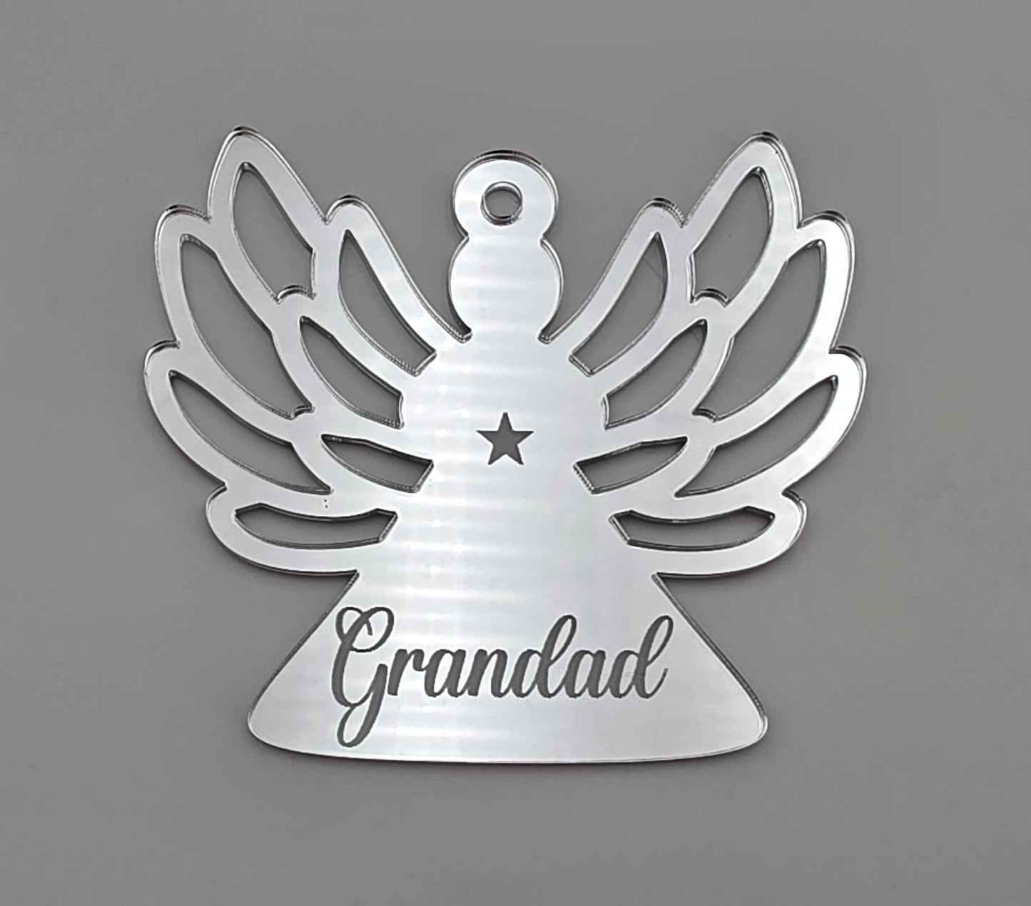 Personalised Acrylic Engraved Angel Bauble, Mirror Acrylic