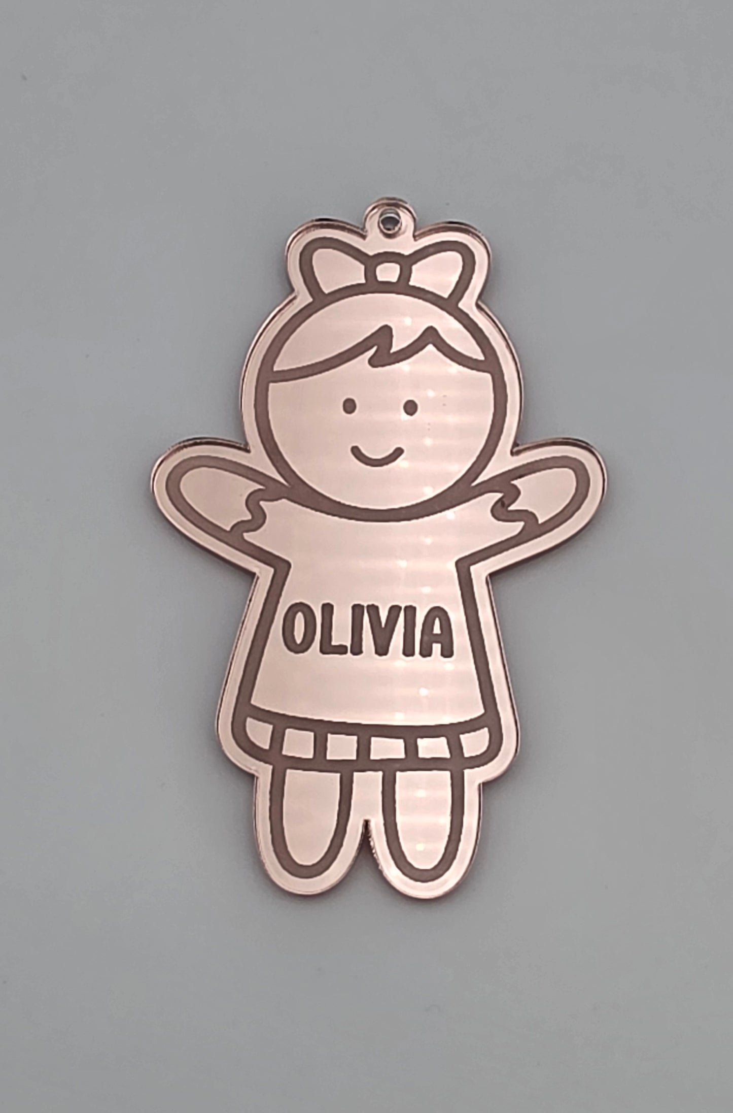 Personalised Acrylic Engraved Gingerbread People Bauble, Mirror Acrylic