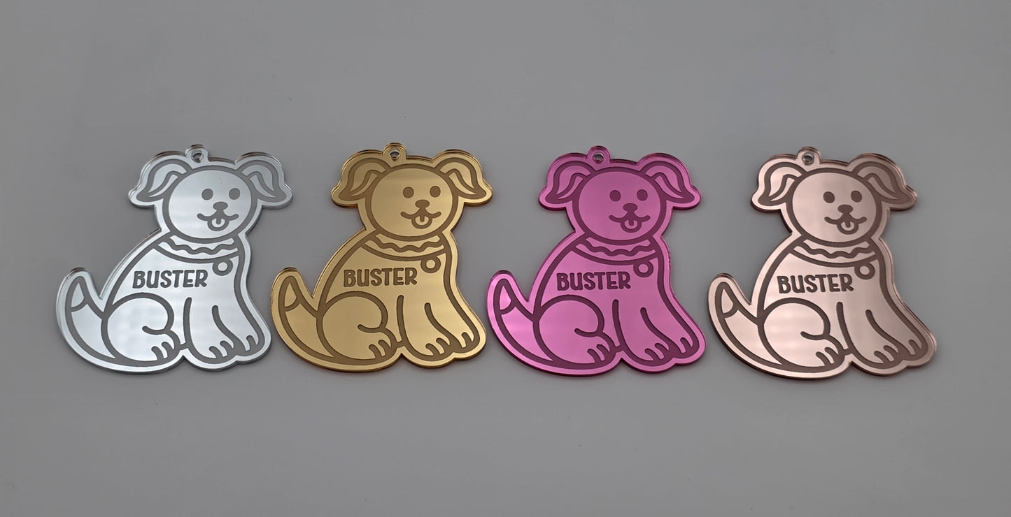 Personalised Acrylic Engraved Pet, Cat & Dog Bauble, Mirror Acrylic