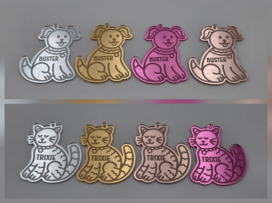 Personalised Acrylic Engraved Pet, Cat & Dog Bauble, Mirror Acrylic