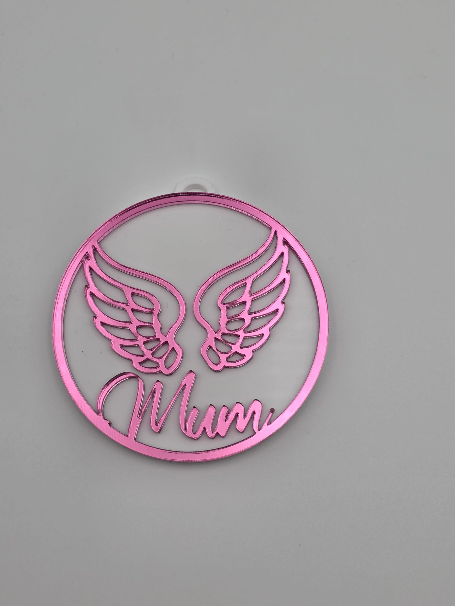 Personalised Acrylic Memorial Wings Bauble, Mirror Acrylic