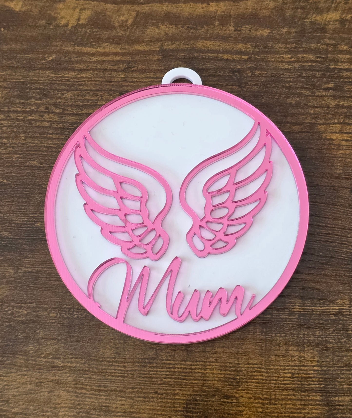 Personalised Acrylic Memorial Wings Bauble, Mirror Acrylic
