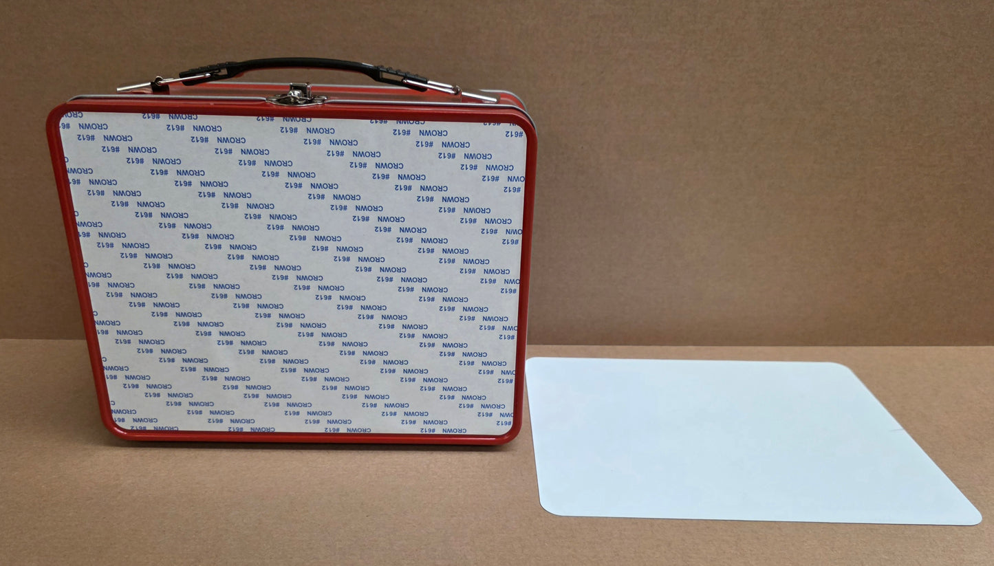 Red Rectangle Tin with Handle & Sublimation Panel - Mackie Direct