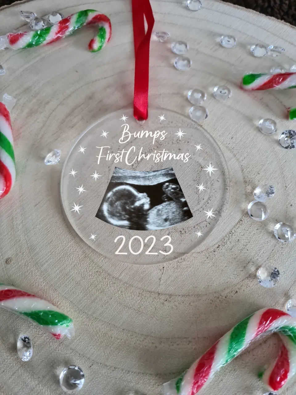 UV printed Baby Bumps First Christmas Bauble