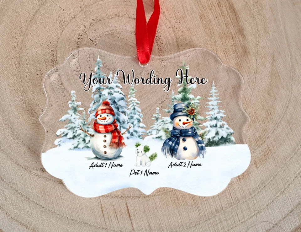 UV Printed Snowman Family Bauble-Mackie Direct