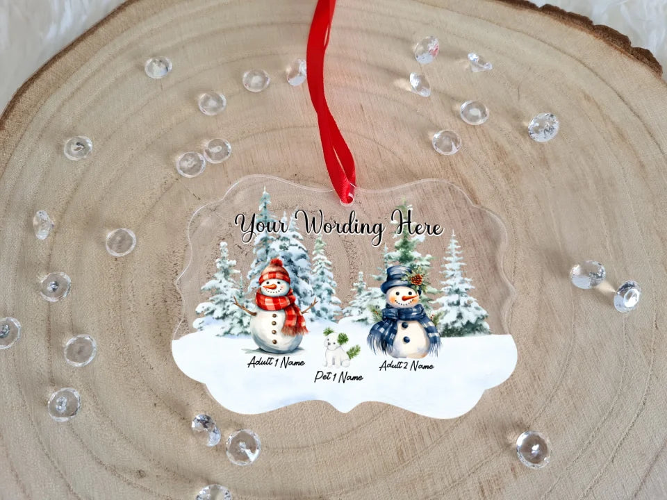UV Printed Snowman Family Bauble