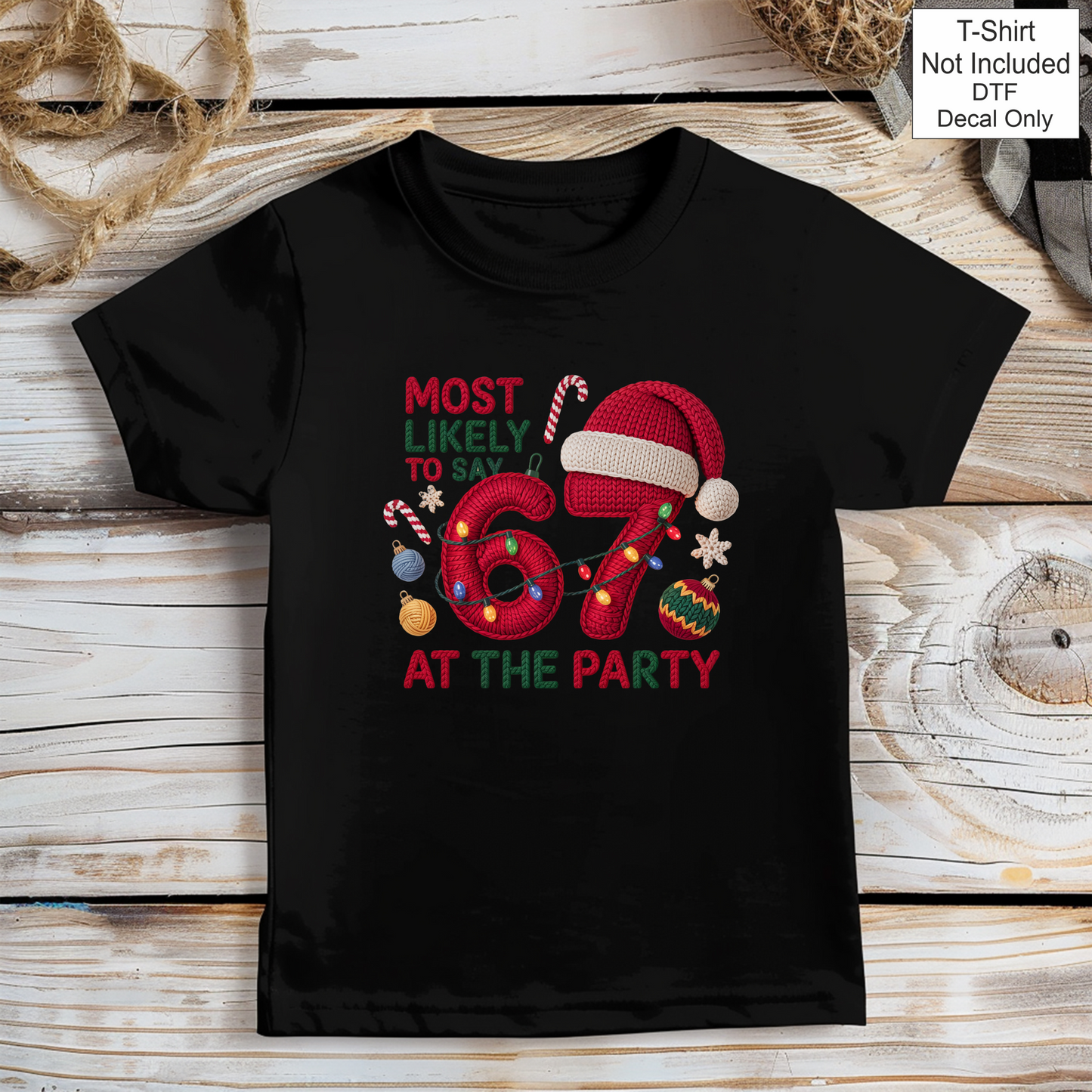 DTF Embroidery Look Christmas Six Seven