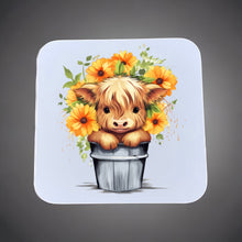 Load image into Gallery viewer, Highland Cow Coaster Sublimation Print
