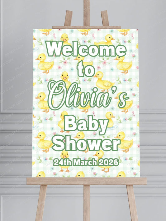 Baby Shower Ducks Printed Board Welcome Sign - Mackie Direct