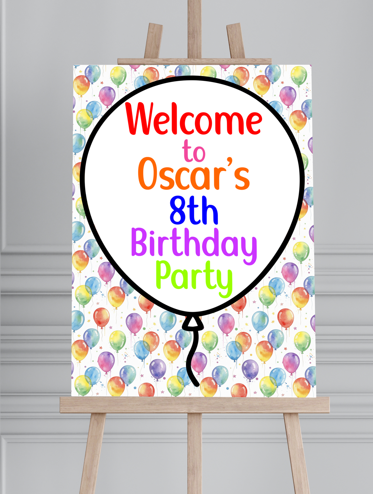 Birthday Balloons Printed Board Welcome Sign - Mackie Direct