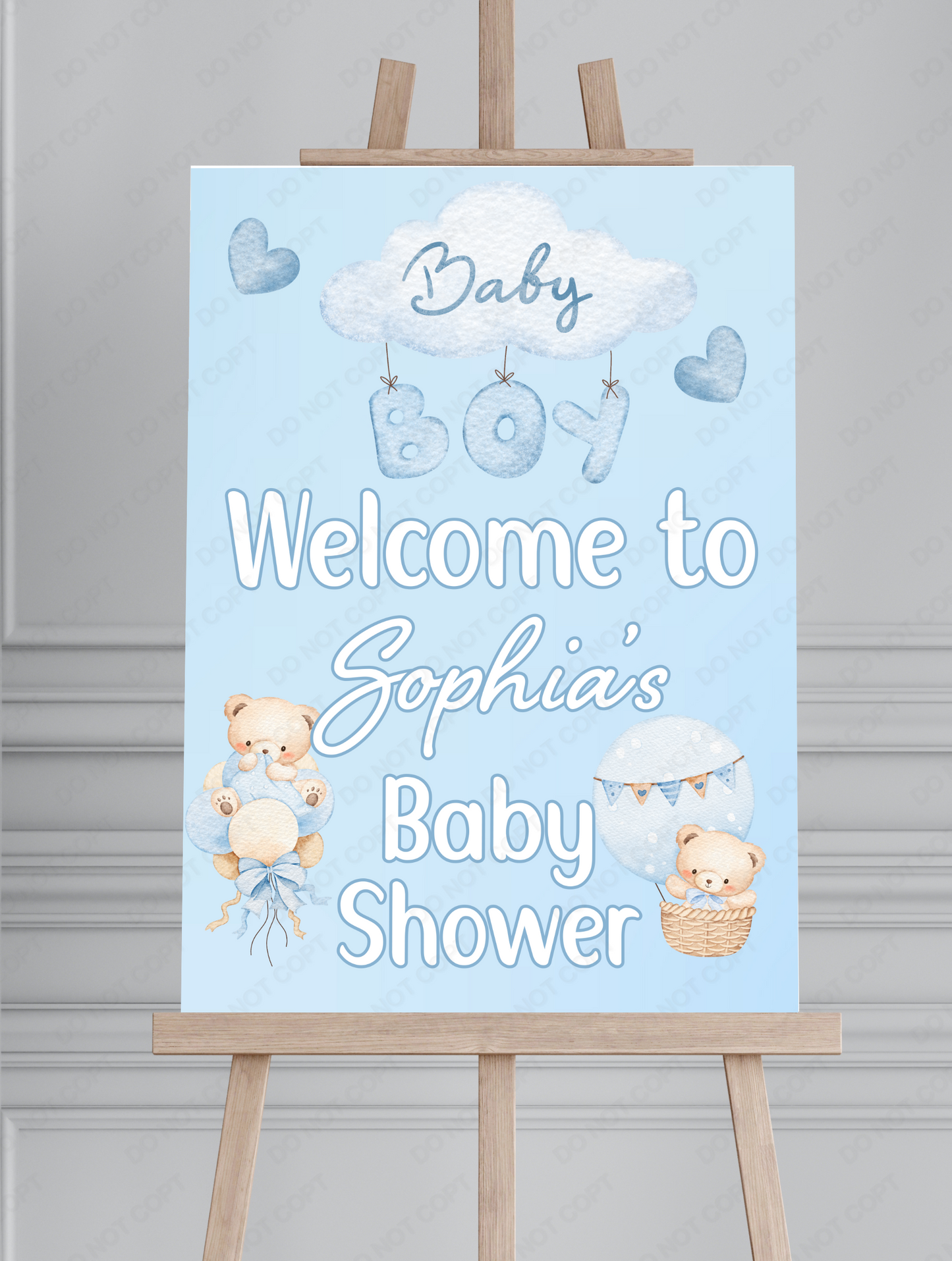 Baby Shower Pink/Blue Teddy Printed Board Welcome Sign - Mackie Direct