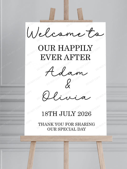 Wedding Minimalist Printed Board Welcome Sign - Mackie Direct