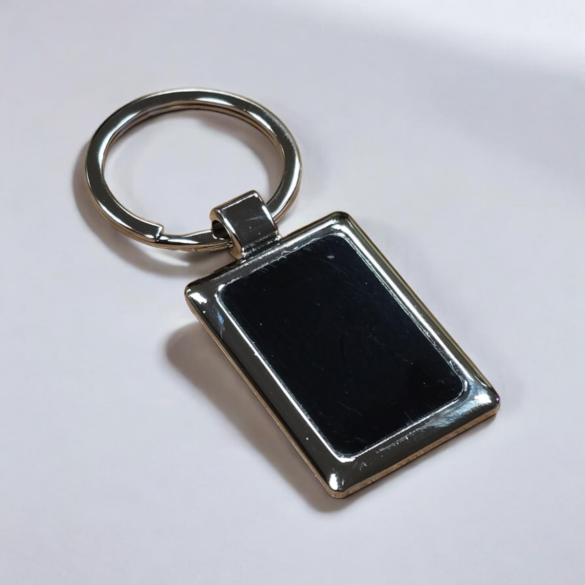 Rounded Edge Rectangle Key Rings Metal Rectangle Keyrings with Black insert for engraving – Mackie Direct