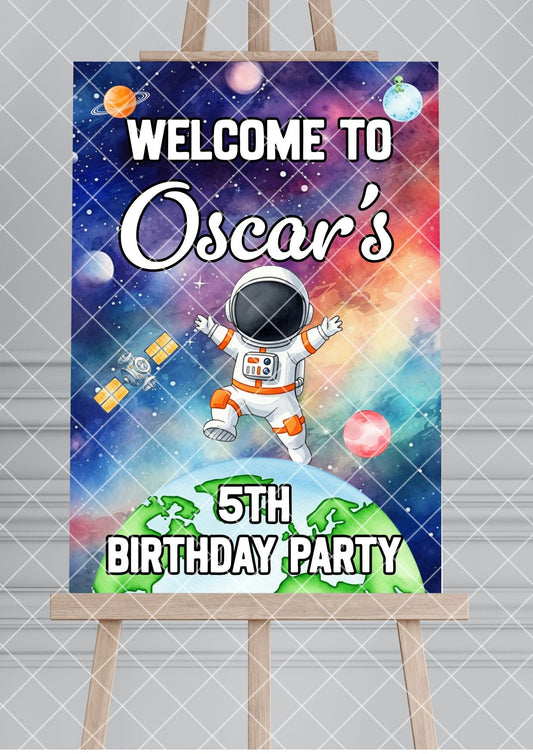 Astronaut Birthday Printed Board Welcome Sign - Mackie Direct
