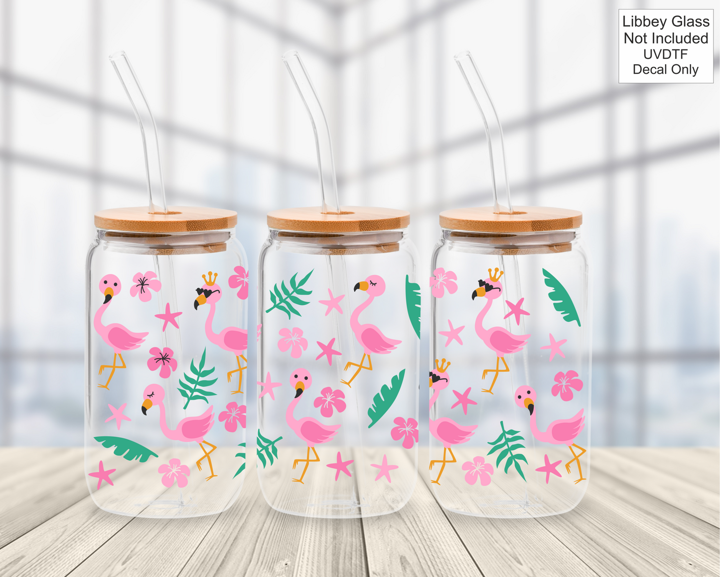 UVDTF 16oz Libbey Glass Wrap - Flamingo