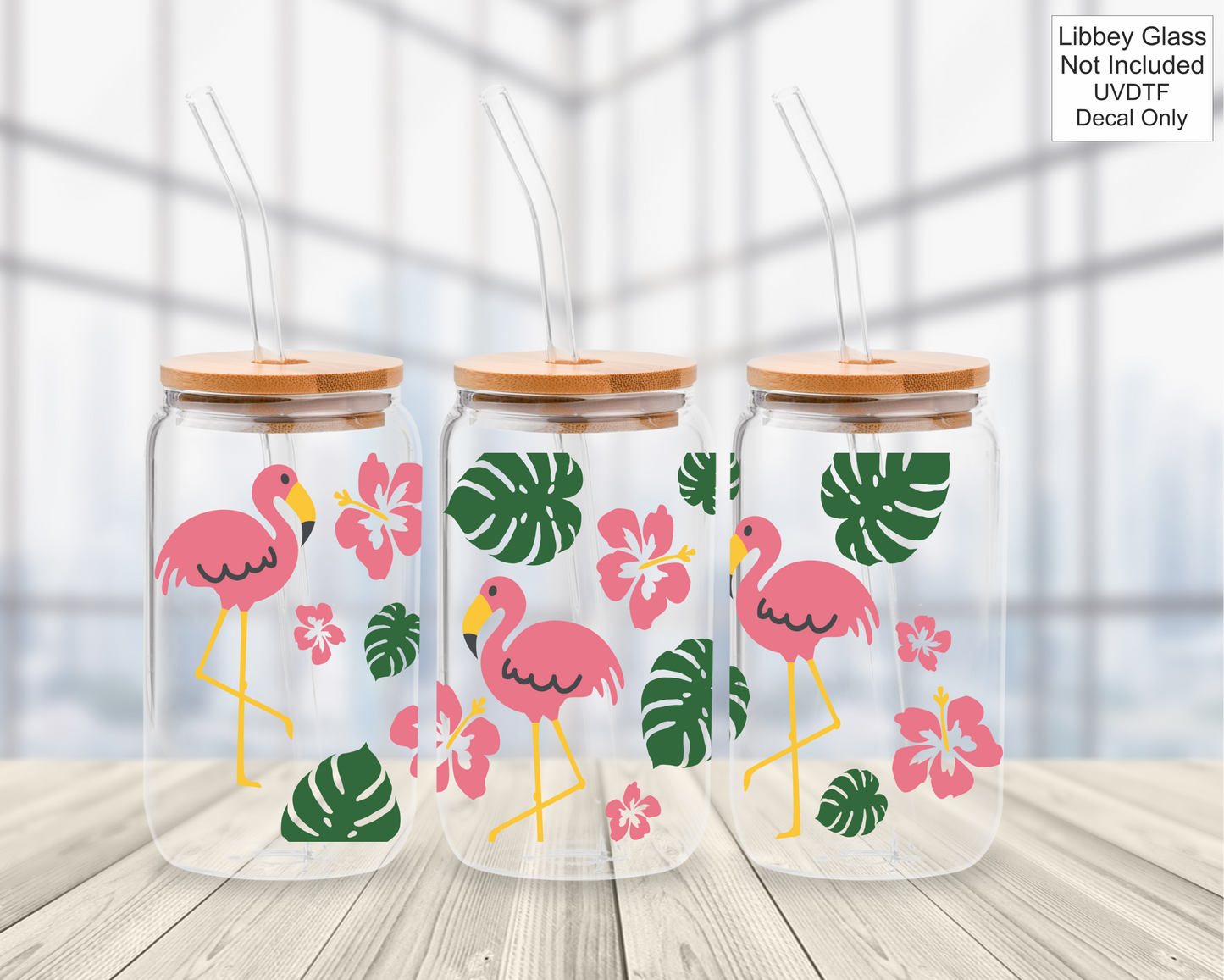 UVDTF 16oz Libbey Glass Wrap - Flamingo