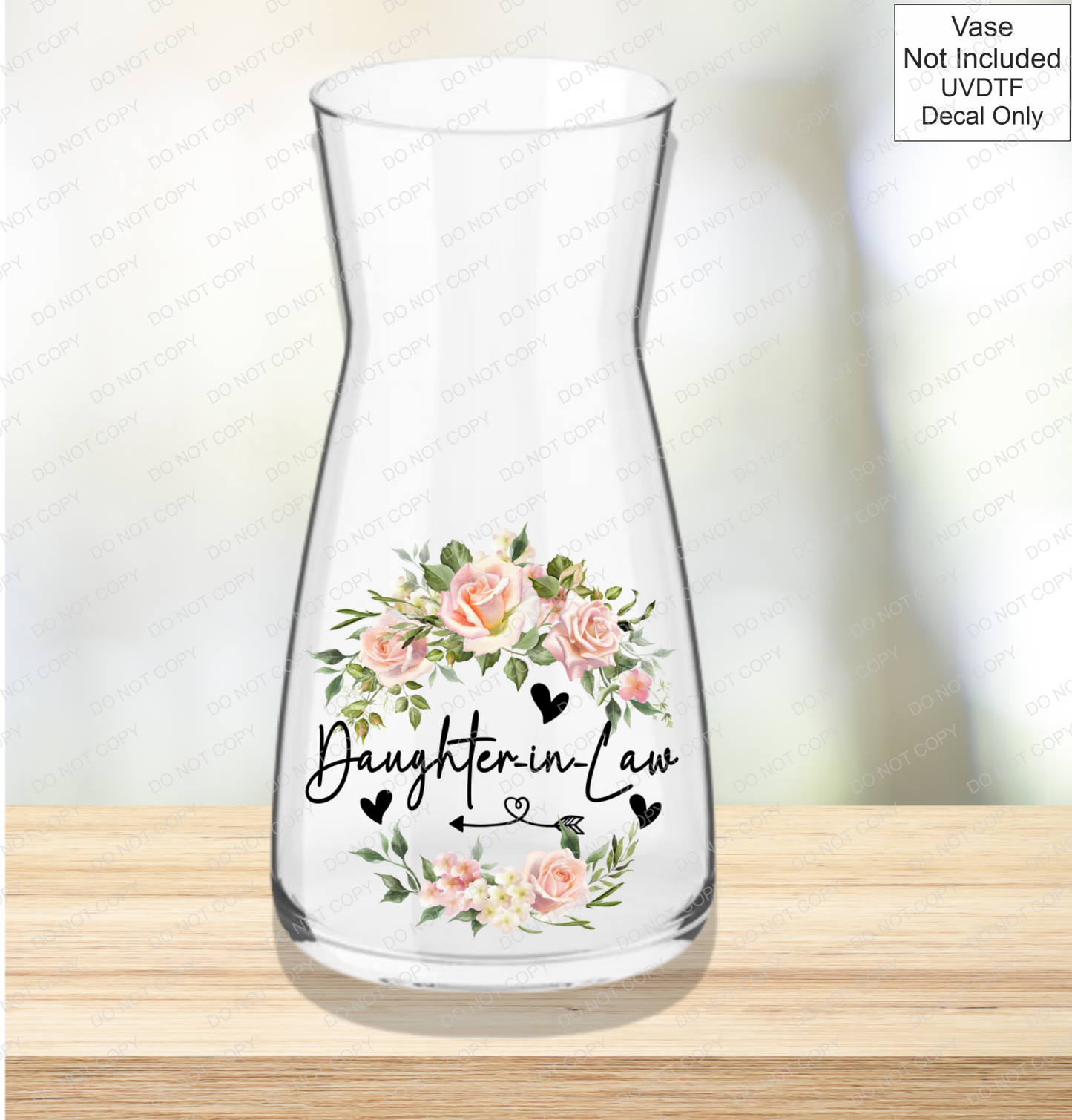 UVDTF Mothers Day Vase - Pink Roses - Mackie Direct