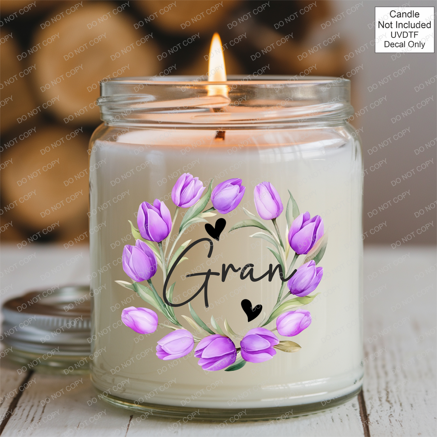 UVDTF Purple Tulip Family Name - Mackie Direct