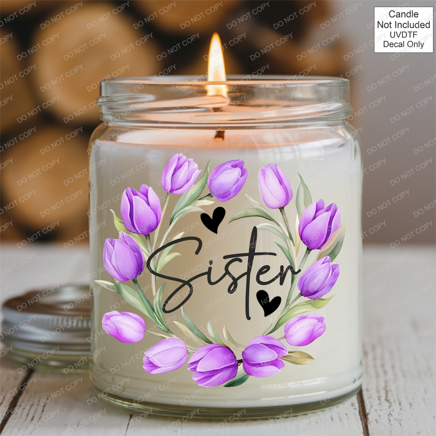UVDTF Purple Tulip Family Name - Mackie Direct