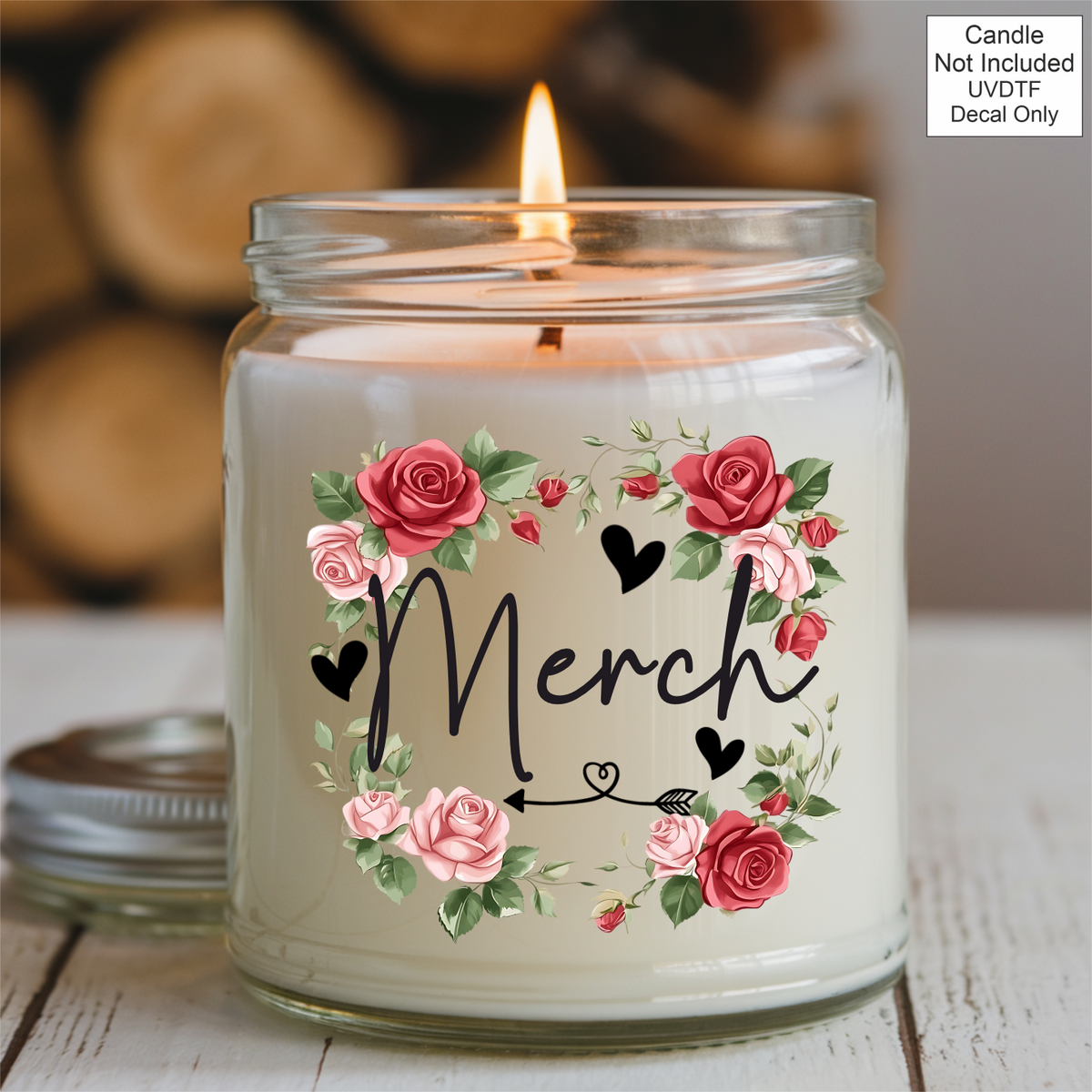 UVDTF Mothers Day Candle red flowers- Welsh Names