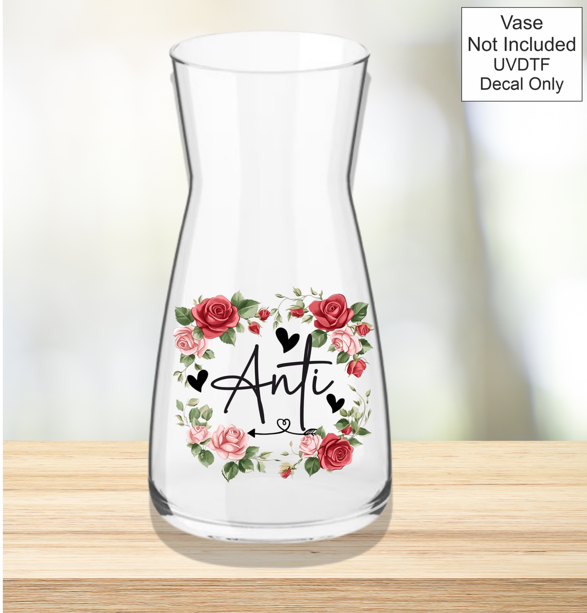 UVDTF Mothers Day Vase red flowers- Welsh Names
