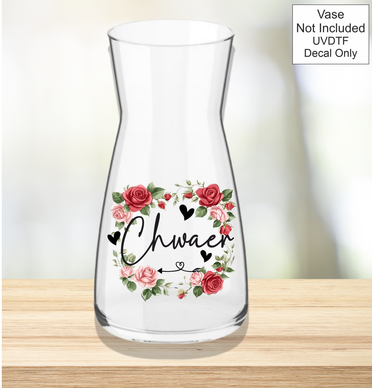UVDTF Mothers Day Vase red flowers- Welsh Names