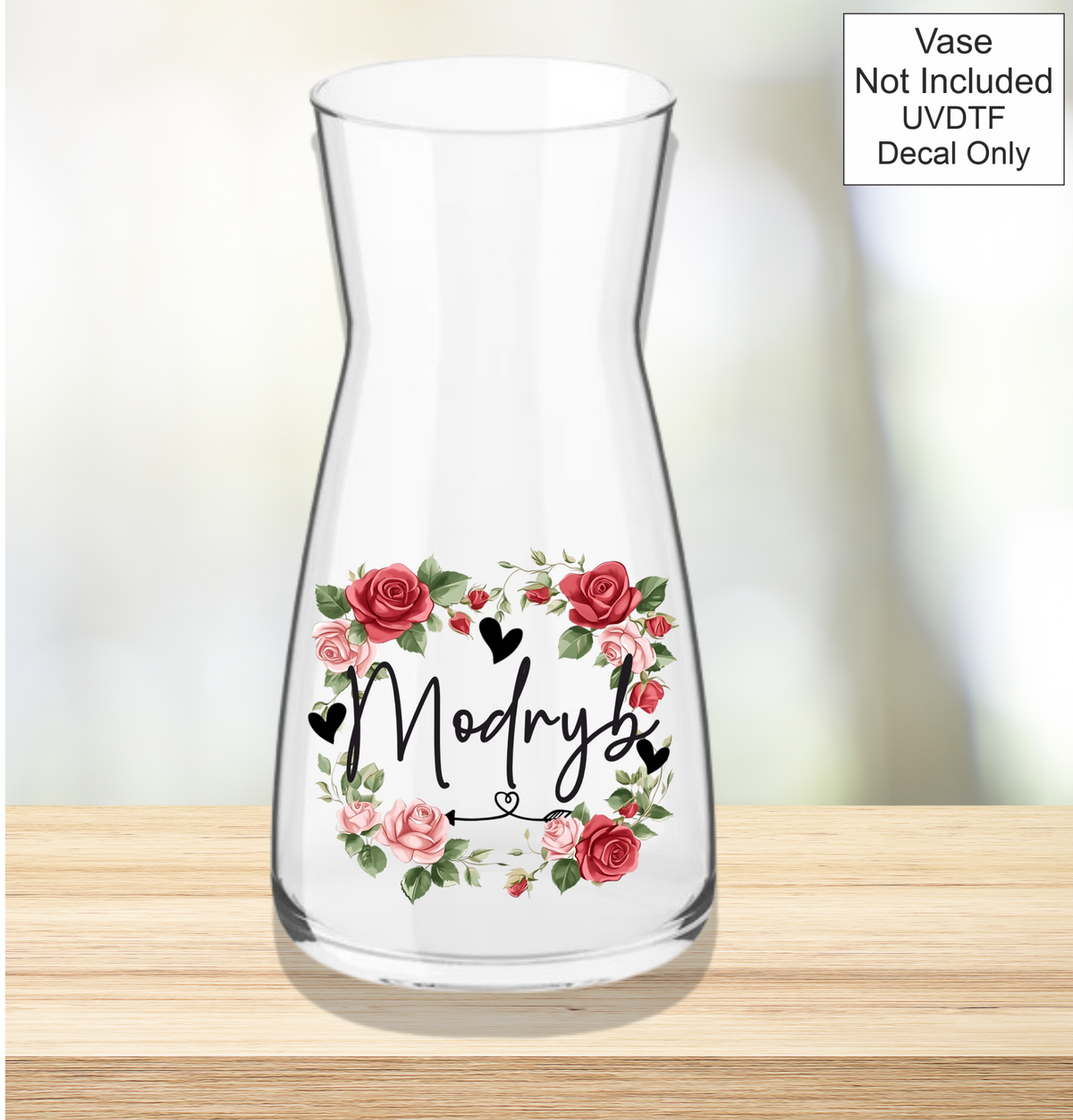 UVDTF Mothers Day Vase red flowers- Welsh Names