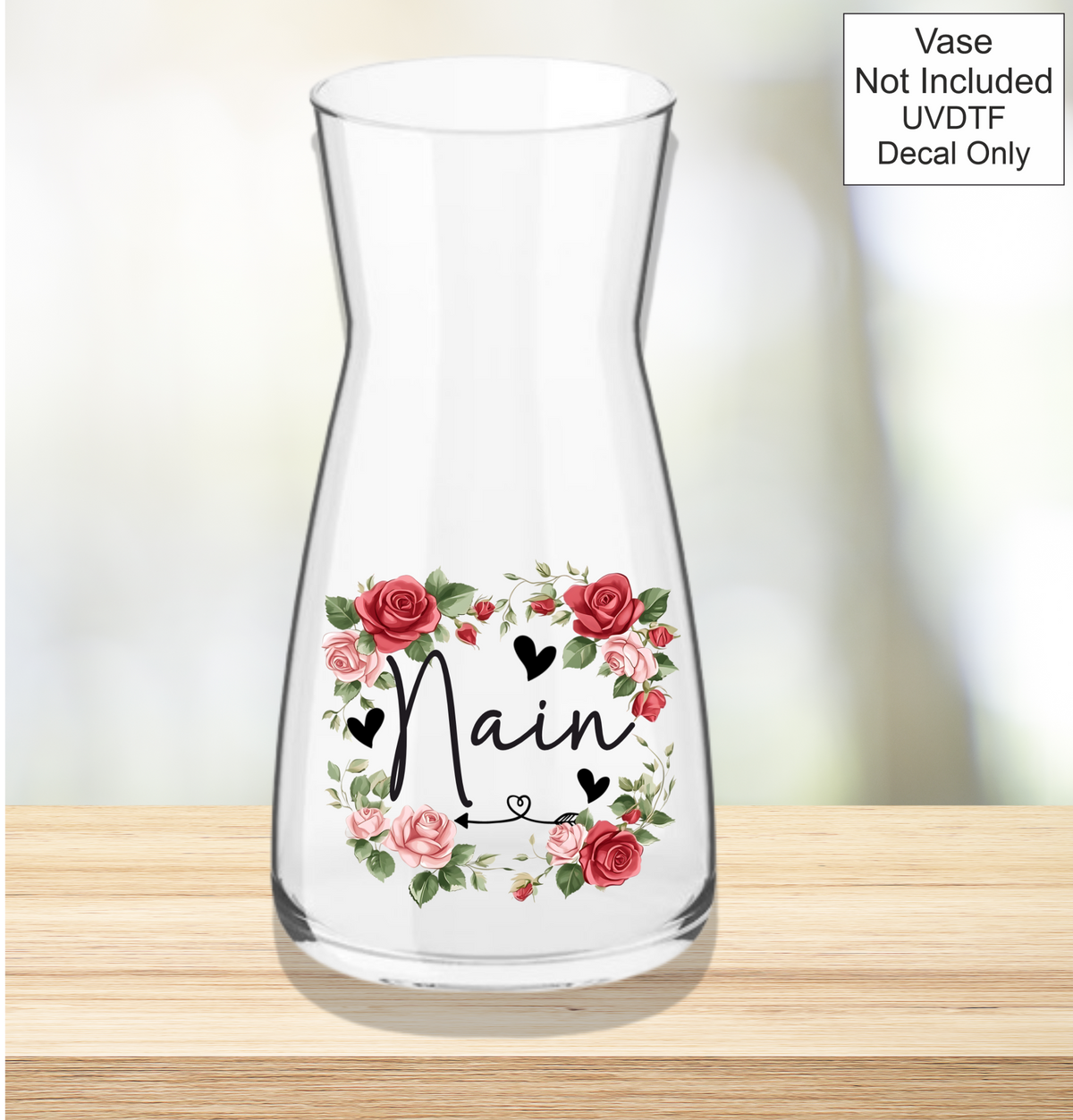 UVDTF Mothers Day Vase red flowers- Welsh Names